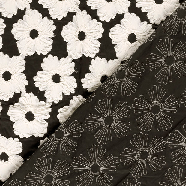 Cotton Poplin fabric Flowers with application 