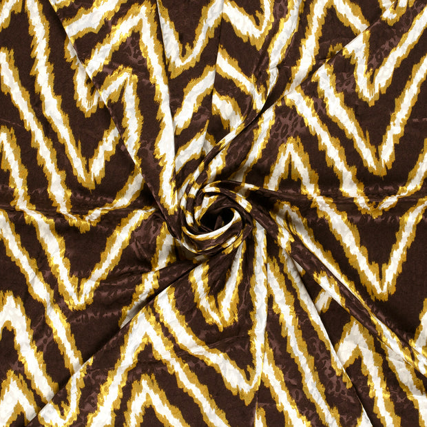Satin Jacquard tela Marrón oscuro estampado 