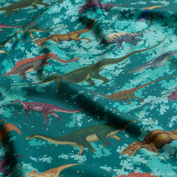 Swimwear Jersey UPF50 Recycled stof Dinosaurussen Petrol