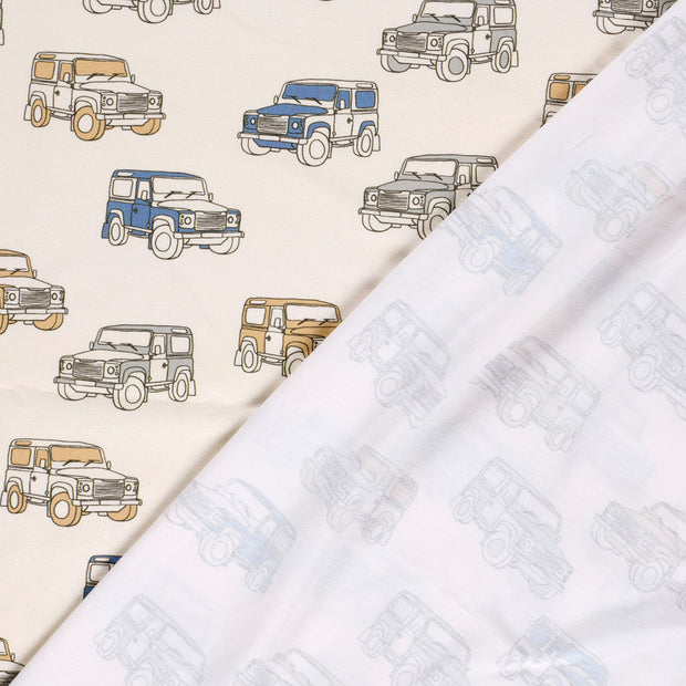 Jersey fabric Cars Off White