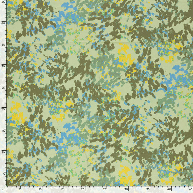 Viscose Jersey fabric Abstract Olive Green