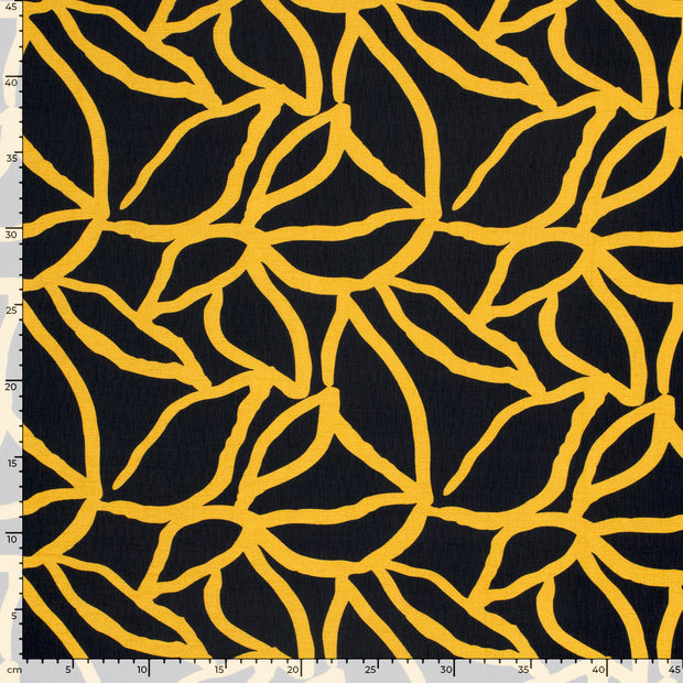 Viscose Nylon Ottoman fabric Flowers Oker