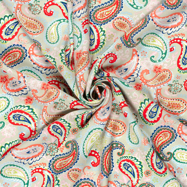 Bamboo Poplin fabric Beige printed 