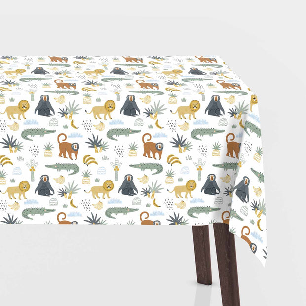 Toile Cirée tissu animaux Blanc optique