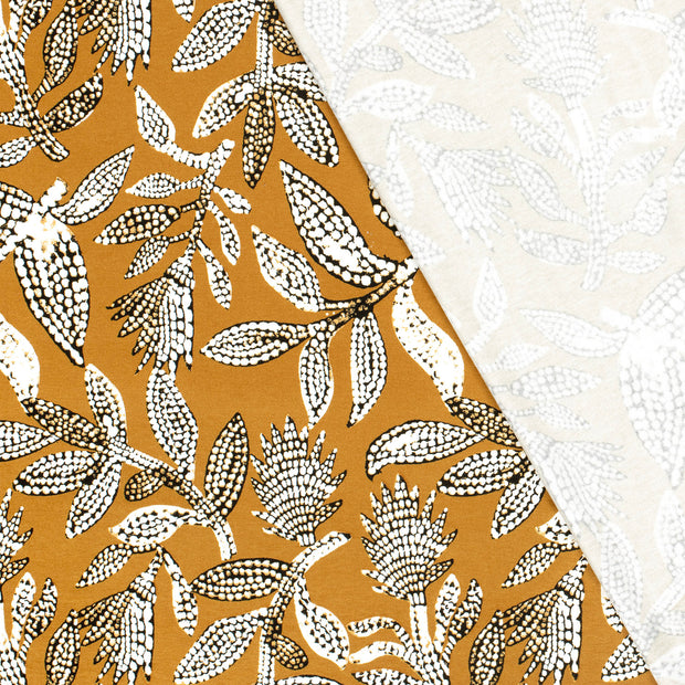 Viscose Jersey fabric Leaves printed 