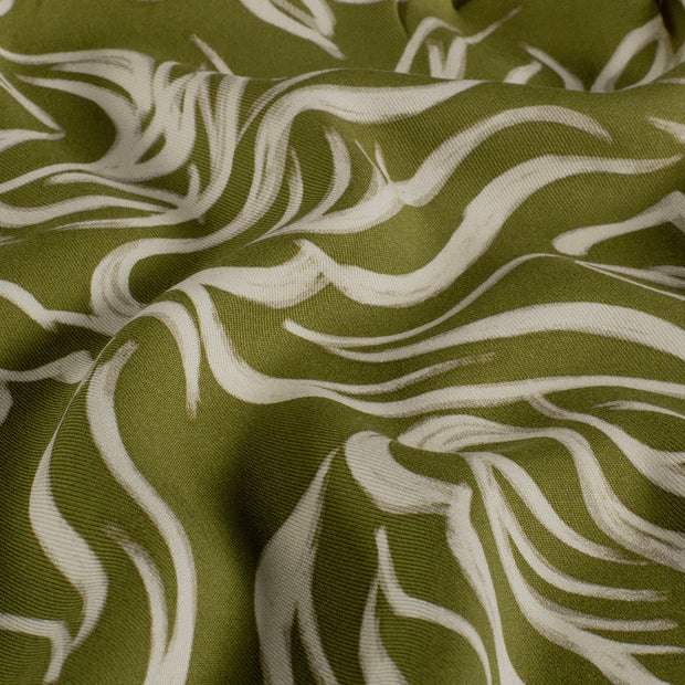 Viscose Twill stof Abstract Kaki groen