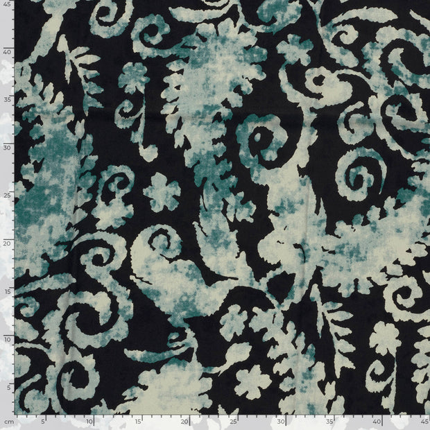 Viscose Twill fabrik Abstrakt Turquoise