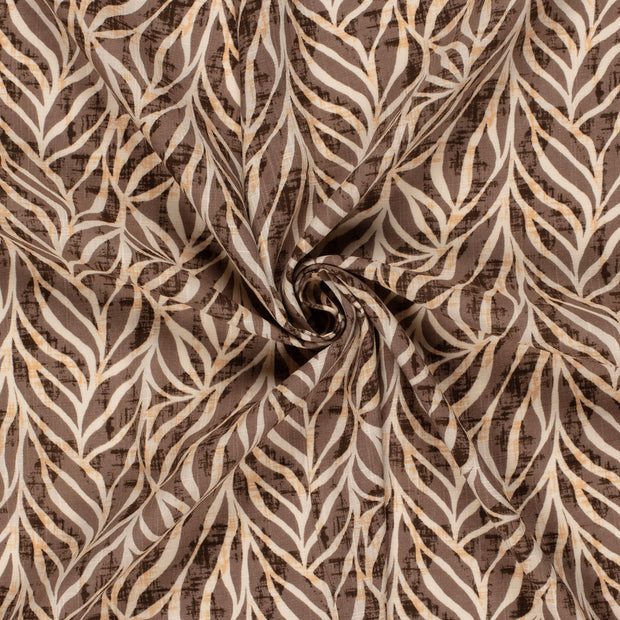 Geweven Katoen Viscose stof Taupe grijs slub geprint 