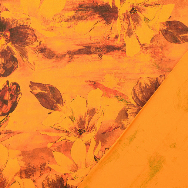 Viscose Satin fabrik Orange digital bedruckt 
