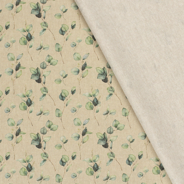Linen Look fabric Leaves digital printed 