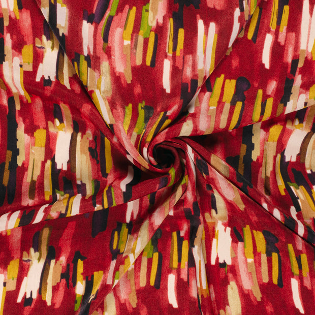 Satin Velvet fabrik Dunkelrot bedruckt 