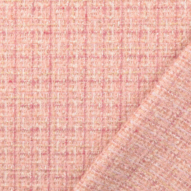 Wool Boucle fabric Light Pink Lurex 