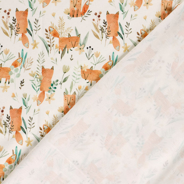French Terry GOTS organic fabric Foxes digital printed 