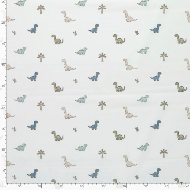 Jersey de Coton tissu dinosaures Blanc cassé