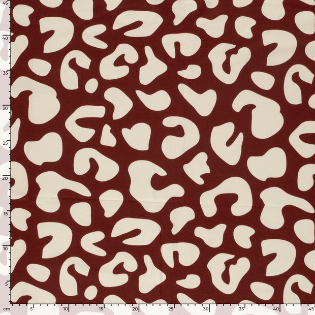 French Terry fabric Leopards Dark Red