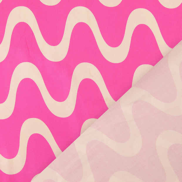 Viscose Satin fabric Pink digital printed 