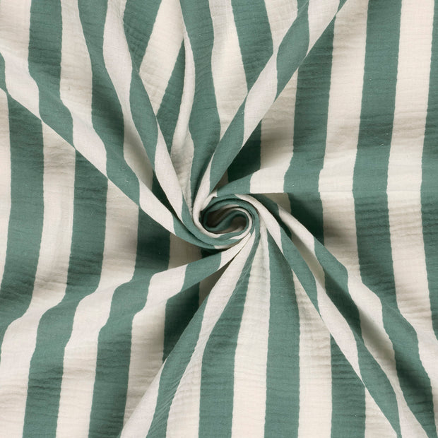 Double gaze tissu Vert imprimé 