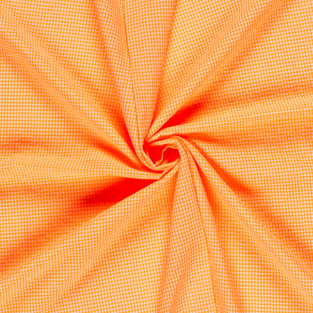 Algodón Popelina tela Neon Naranja Seersucker 