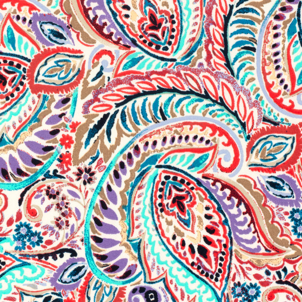 Twill Stretch fabrik Paisley Petrol