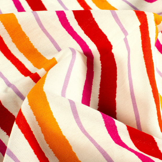 Viscose Nylon Crepe tela Rayas Naranja
