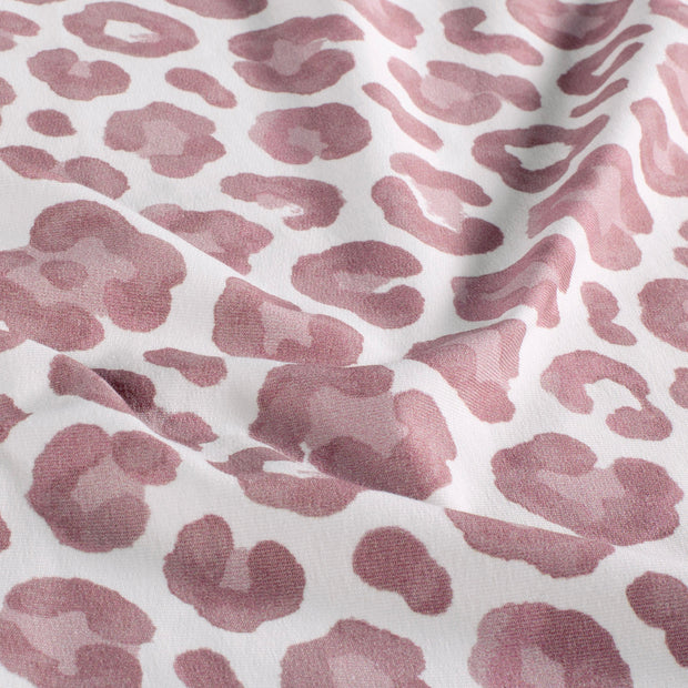 French Terry GOTS organic fabric Leopards Lila