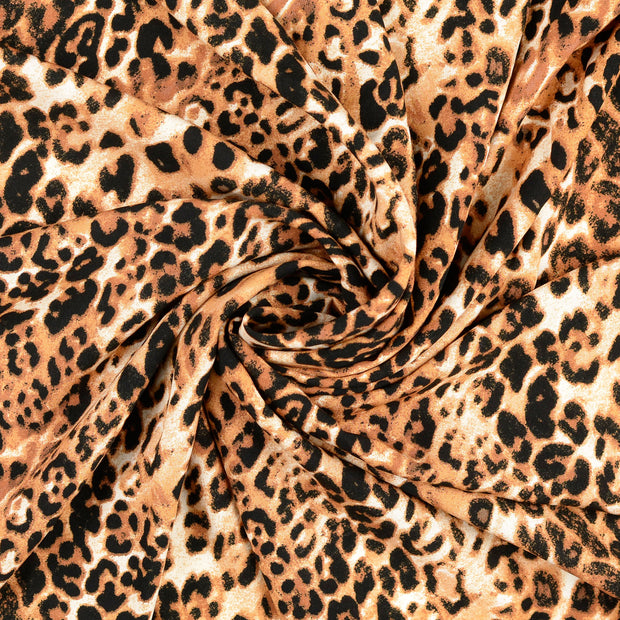 Popeline de Viscose tissu Beige imprimé 
