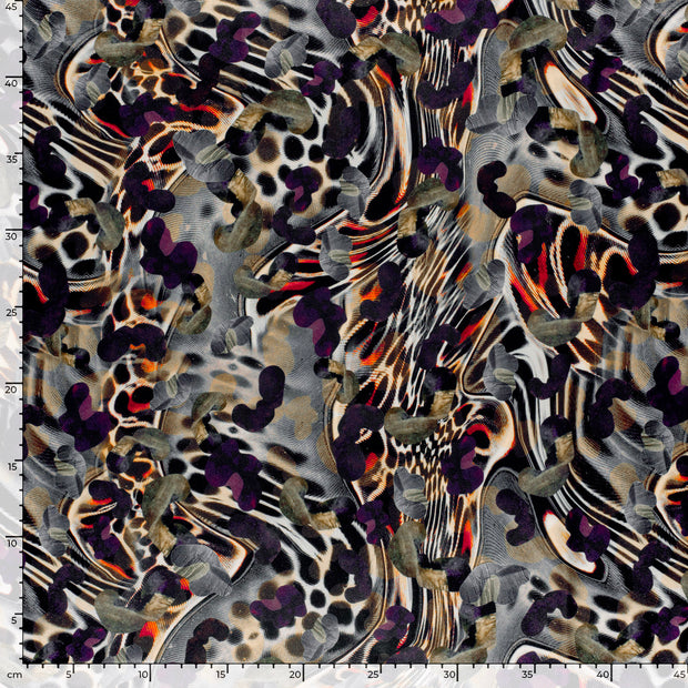 Satin fabric Abstract Aubergine