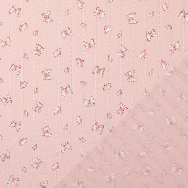 Voile fabric Pink digital printed 