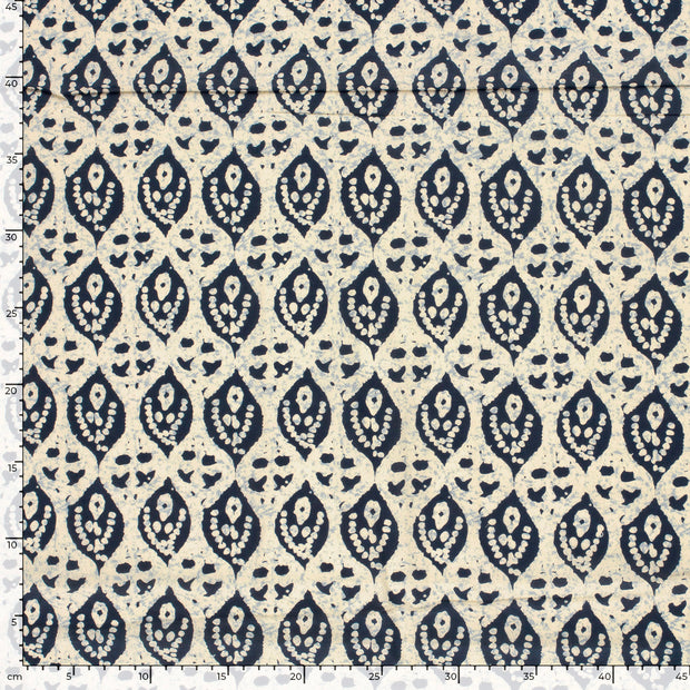 Voile stof Abstract Indigo