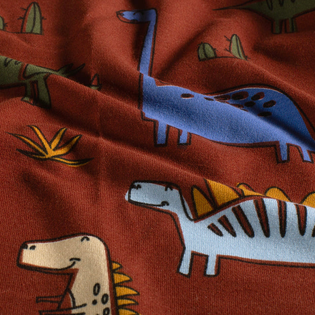 French Terry fabric Animals Dark Red