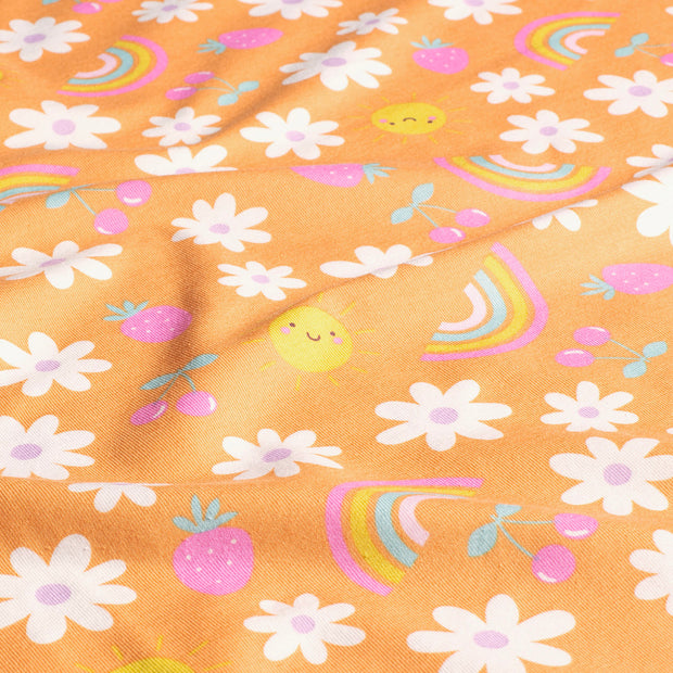 Baumwolle Jersey Stoff Blumen Orange Stoff Großhandel