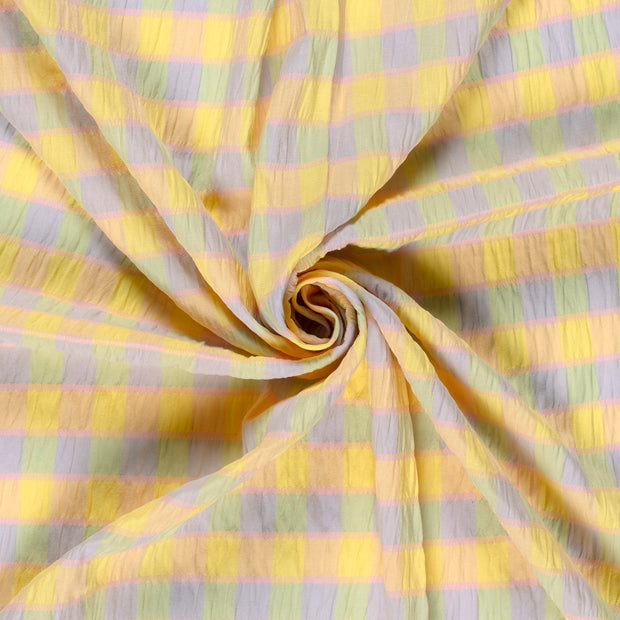 Seersucker fabric Light Yellow printed 
