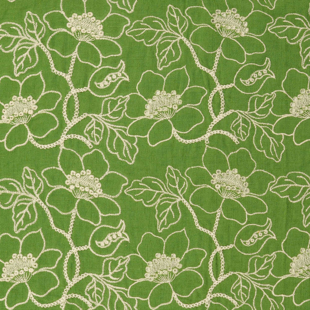  stof Bloemen Olijf Groen