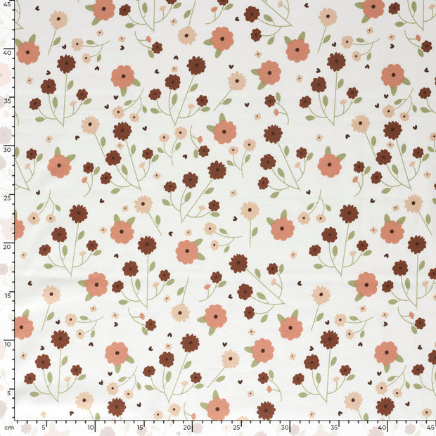 Jersey fabric Flowers Off White