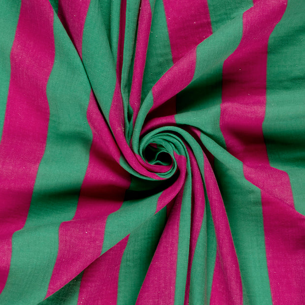 Muslin fabric Green printed 