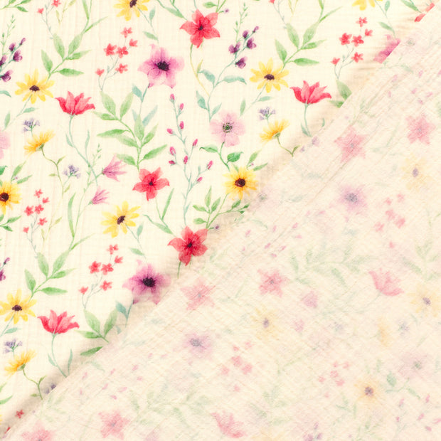 Double gaze Bio Naturel tissu fleurs imprimé numérique 