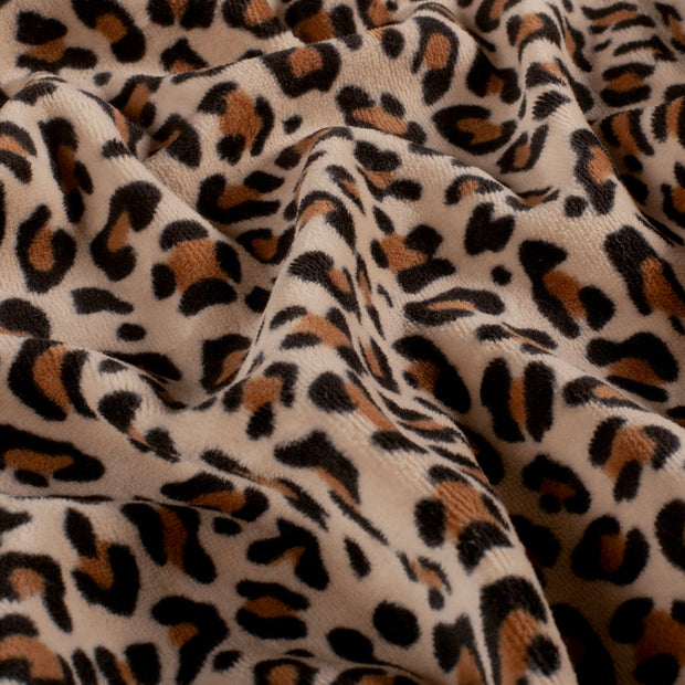 Nicky velours fabric Leopards Camel
