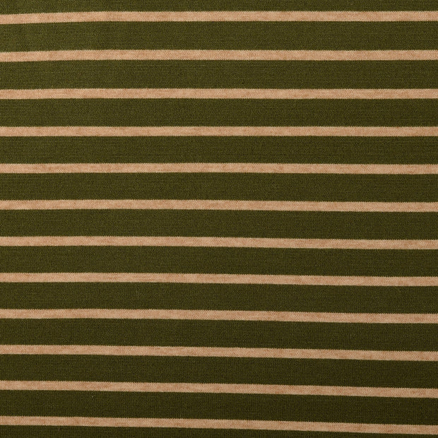 Heavy Knit fabric Stripes Olive Green