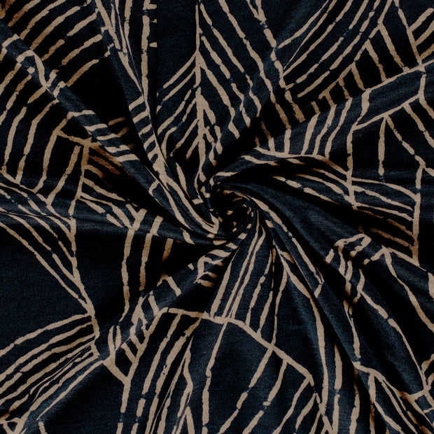 Poly Viscose Jerséis tela Gris oscuro descarga impresa 