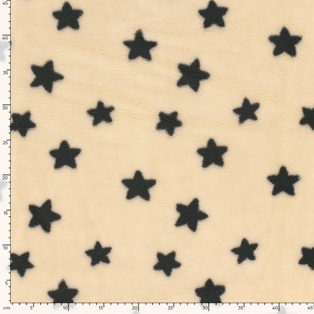 Sherpa Fleece fabric Stars Beige