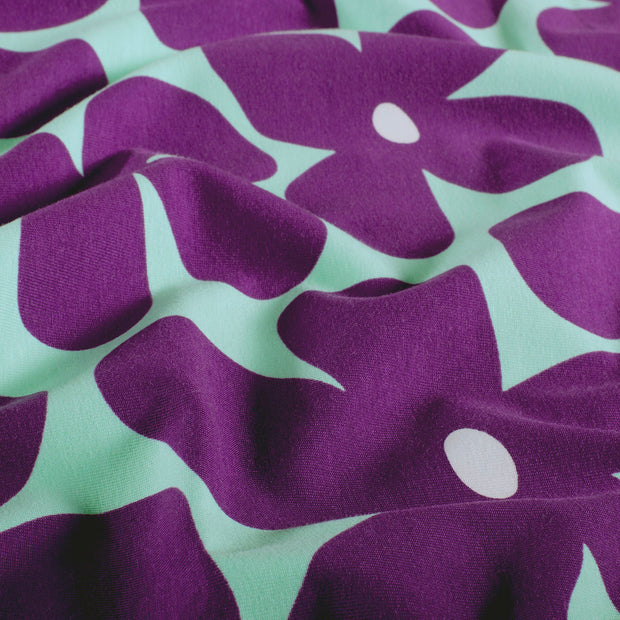 Jersey fabrik Blumen Mint