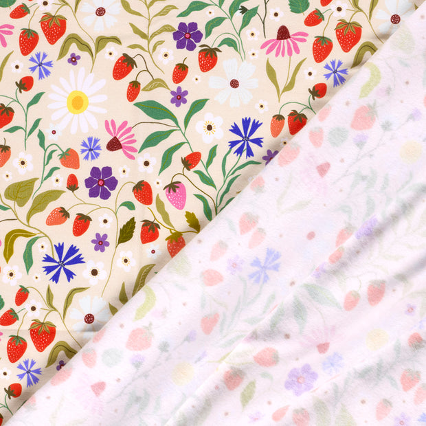 French Terry fabric Flowers Beige