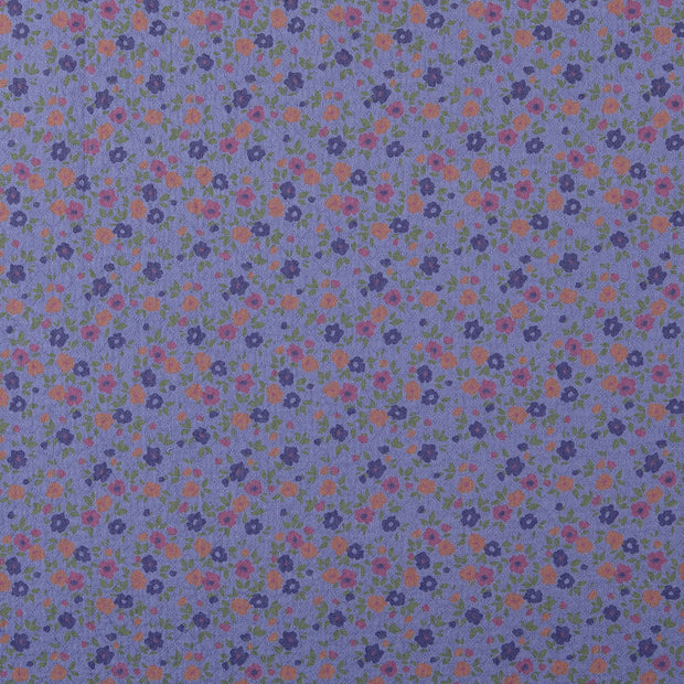 Cotton Poplin fabric Flowers Light Blue