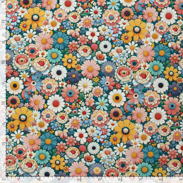 Softshell fabric Flowers Nude