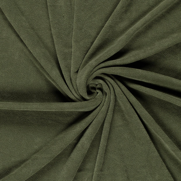 Frottee-Stretch fabrik Khaki-Grün 