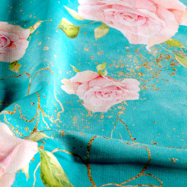 French Terry stof Rozen Donker mint