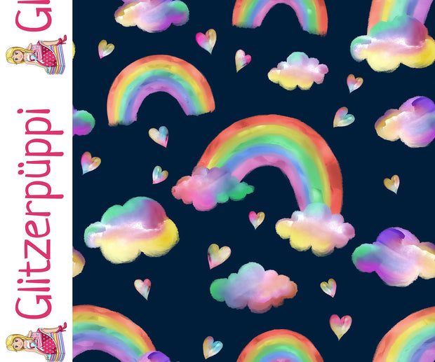 French Terry fabric Rainbow Navy