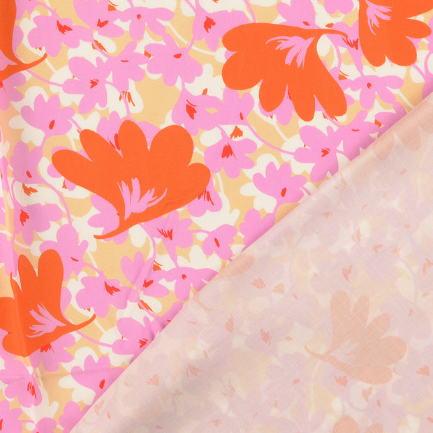 Viscose Poplin fabric Light Pink digital printed 