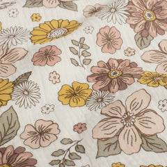 Musselin gefärbt und bedruckt Blumen Wollweiß