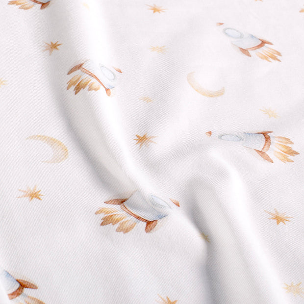 Cotton Jersey GOTS organic fabric Rockets Off White